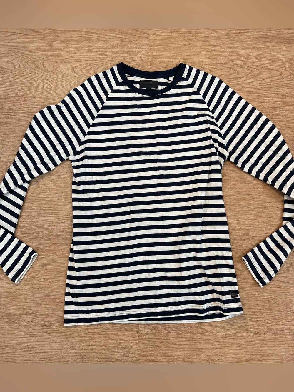 Produkt Men’s Navy & White Striped Long Sleeve Shirt | Medium